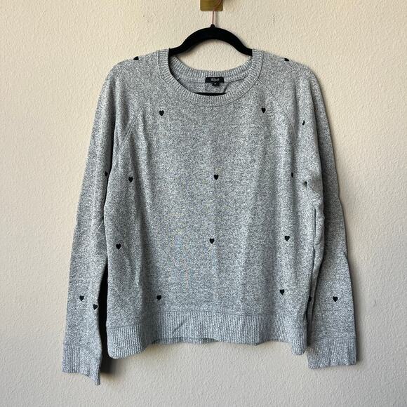 Rails Callahan Sweatshirt in Melange Grey Black Hearts Size M - Picture 2 of 7